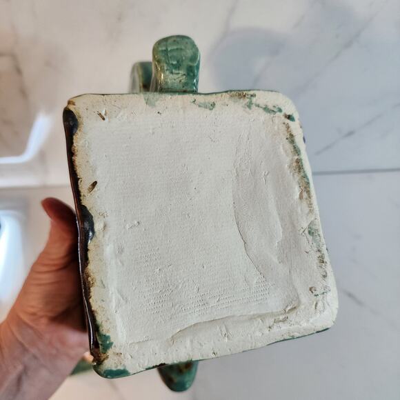 Handcrafted Studio Pottery Teapot–Signed Ceramic Engraved Tree & Building Design - Picture 8 of 9